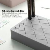24 Slots Silicone Lipstick Organizer Makeup Cosmetics Holder Storage Box Display StandGray