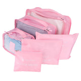 6Pcs/Set Storage Bag Clothing Sorting Bag Luggage Suitcase Packing Organizer for TravellingPink