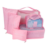 6Pcs/Set Storage Bag Clothing Sorting Bag Luggage Suitcase Packing Organizer for TravellingPink