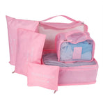 6Pcs/Set Storage Bag Clothing Sorting Bag Luggage Suitcase Packing Organizer for TravellingPink
