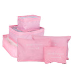 6Pcs/Set Storage Bag Clothing Sorting Bag Luggage Suitcase Packing Organizer for TravellingPink