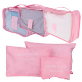 6Pcs/Set Storage Bag Clothing Sorting Bag Luggage Suitcase Packing Organizer for TravellingPink - Close-Up Angle