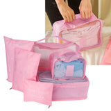 6Pcs/Set Storage Bag Clothing Sorting Bag Luggage Suitcase Packing Organizer for TravellingPink