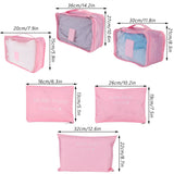 6Pcs/Set Storage Bag Clothing Sorting Bag Luggage Suitcase Packing Organizer for TravellingPink