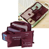 6Pcs/Set Storage Bag Clothing Sorting Bag Luggage Suitcase Packing Organizer for TravellingWine Red