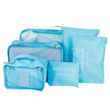 6Pcs/Set Storage Bag Clothing Sorting Bag Luggage Suitcase Packing Organizer for TravellingBlue - Front View