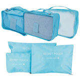6Pcs/Set Storage Bag Clothing Sorting Bag Luggage Suitcase Packing Organizer for TravellingBlue - Close-Up Angle