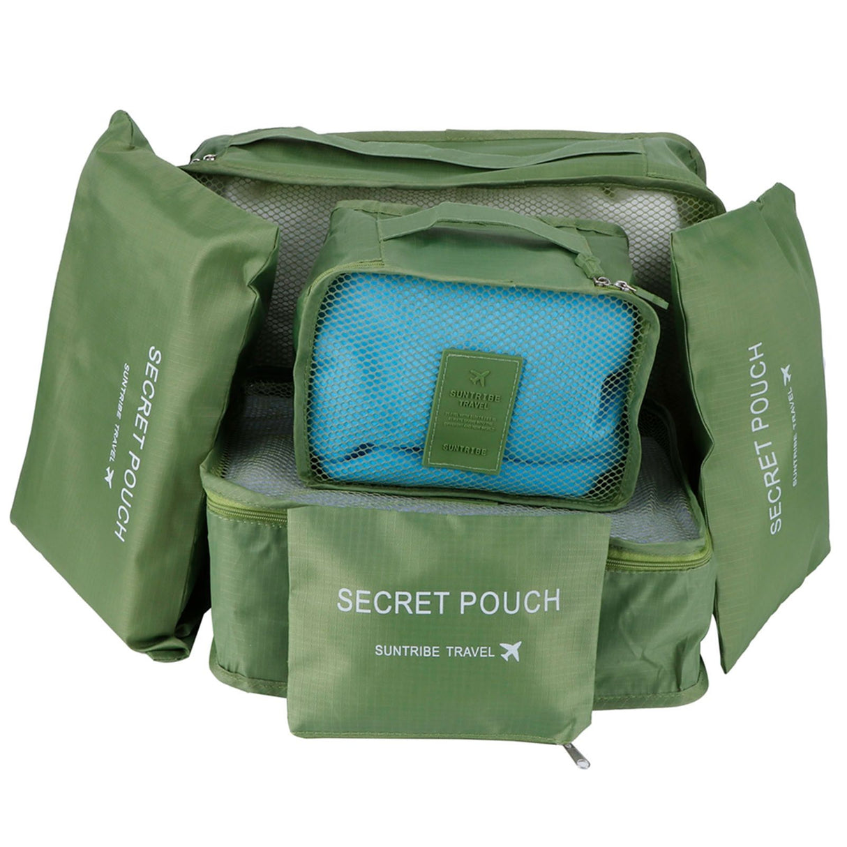 6Pcs/Set Storage Bag Clothing Sorting Bag Luggage Suitcase Packing Organizer for TravellingGreen