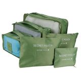 6Pcs/Set Storage Bag Clothing Sorting Bag Luggage Suitcase Packing Organizer for TravellingGreen - Side View