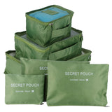 6Pcs/Set Storage Bag Clothing Sorting Bag Luggage Suitcase Packing Organizer for TravellingGreen - Top-Down View