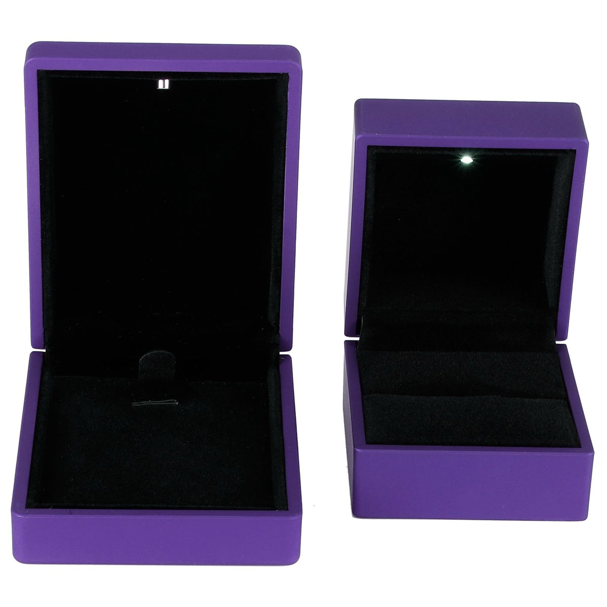 LED Jewelry Display Pendant Necklace Gift Box Ring Case Engagement Wedding SupplyPurple