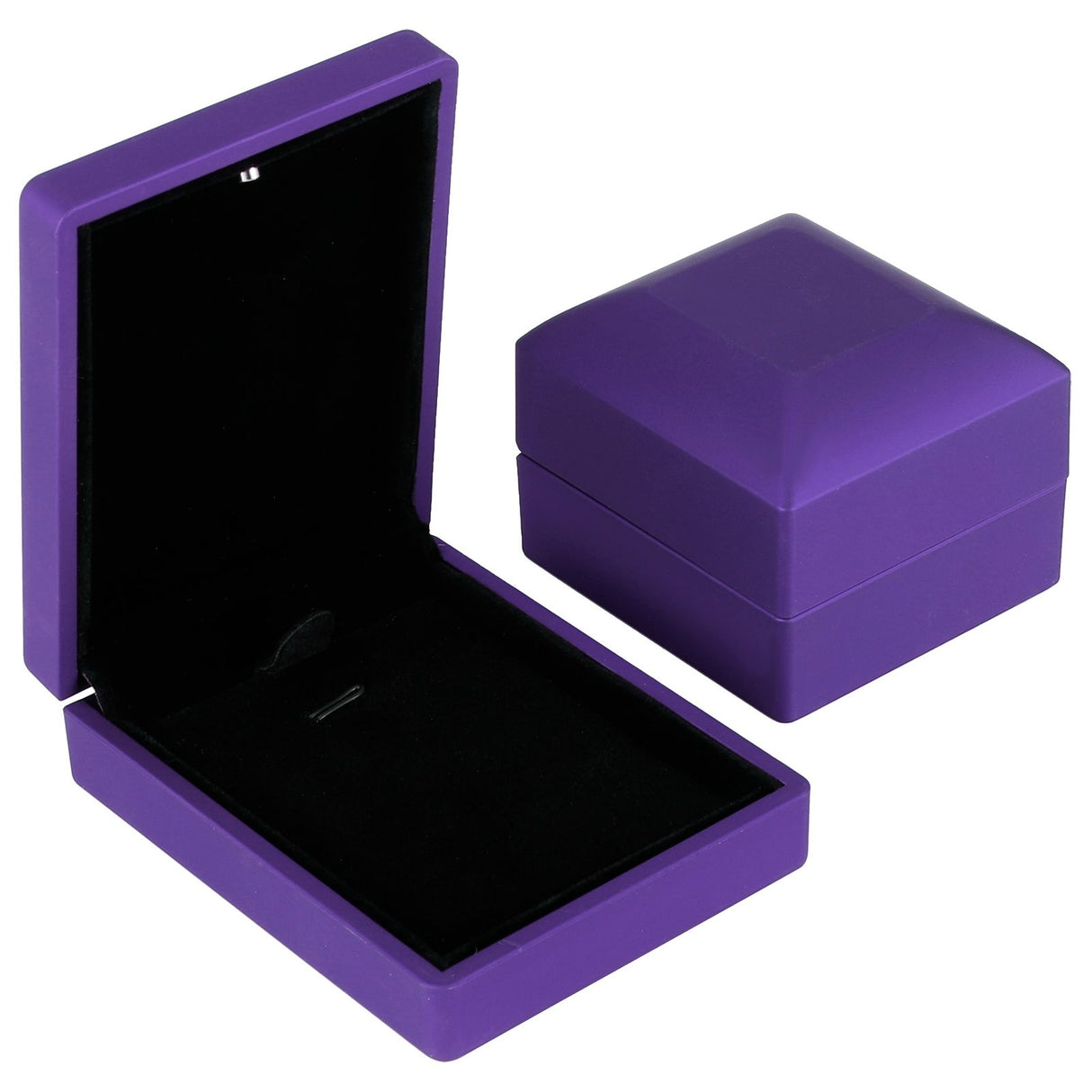 LED Jewelry Display Pendant Necklace Gift Box Ring Case Engagement Wedding SupplyPurple