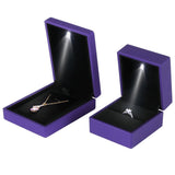 LED Jewelry Display Pendant Necklace Gift Box Ring Case Engagement Wedding SupplyPurple - Extra Image