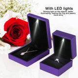 LED Jewelry Display Pendant Necklace Gift Box Ring Case Engagement Wedding SupplyPurple