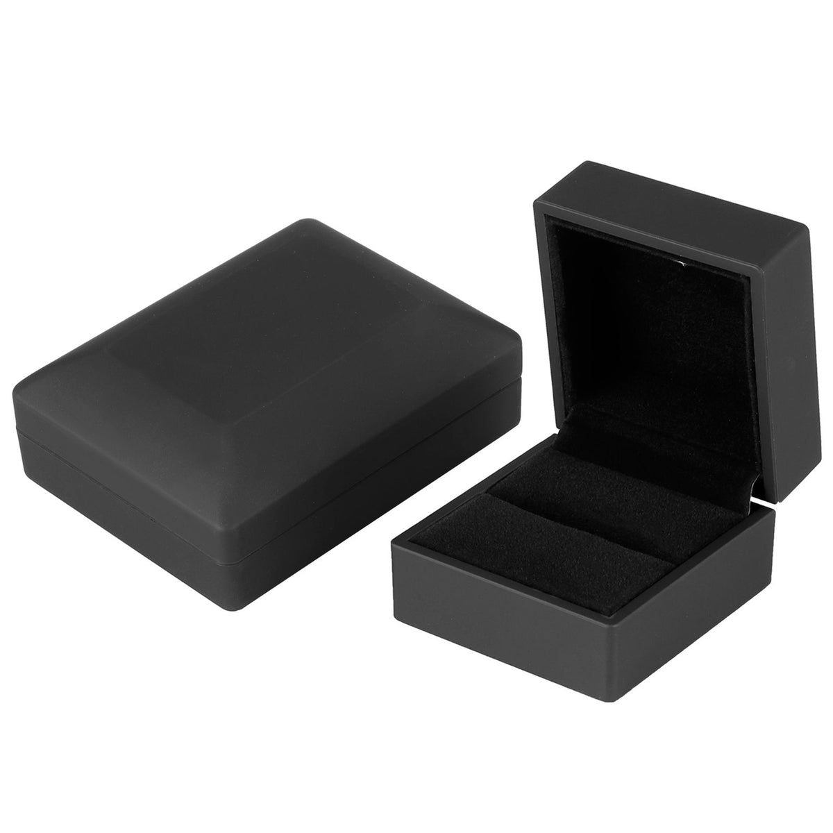 LED Jewelry Display Pendant Necklace Gift Box Ring Case Engagement Wedding SupplyBlack