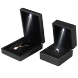 LED Jewelry Display Pendant Necklace Gift Box Ring Case Engagement Wedding SupplyBlack