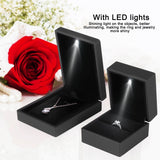 LED Jewelry Display Pendant Necklace Gift Box Ring Case Engagement Wedding SupplyBlack