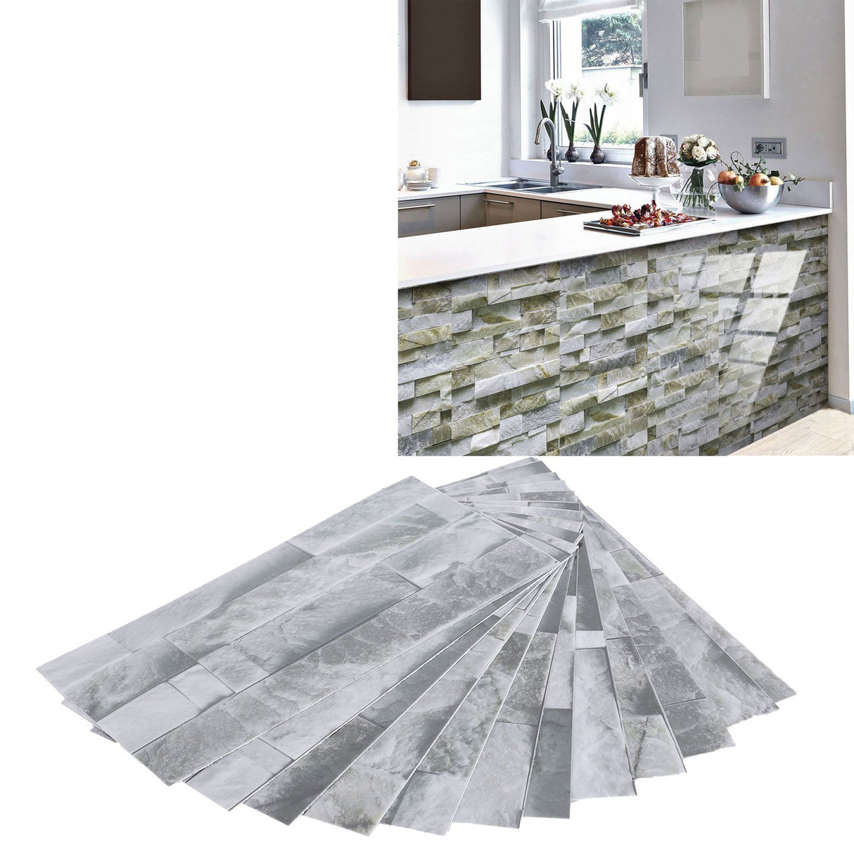 12Pcs PVC Tile Sticker Waterproof Self Adhesive Bathroom Kitchen Living Room Decor Floor Decal(KIT043 )
