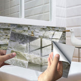 12Pcs PVC Tile Sticker Waterproof Self Adhesive Bathroom Kitchen Living Room Decor Floor Decal(KIT043 )