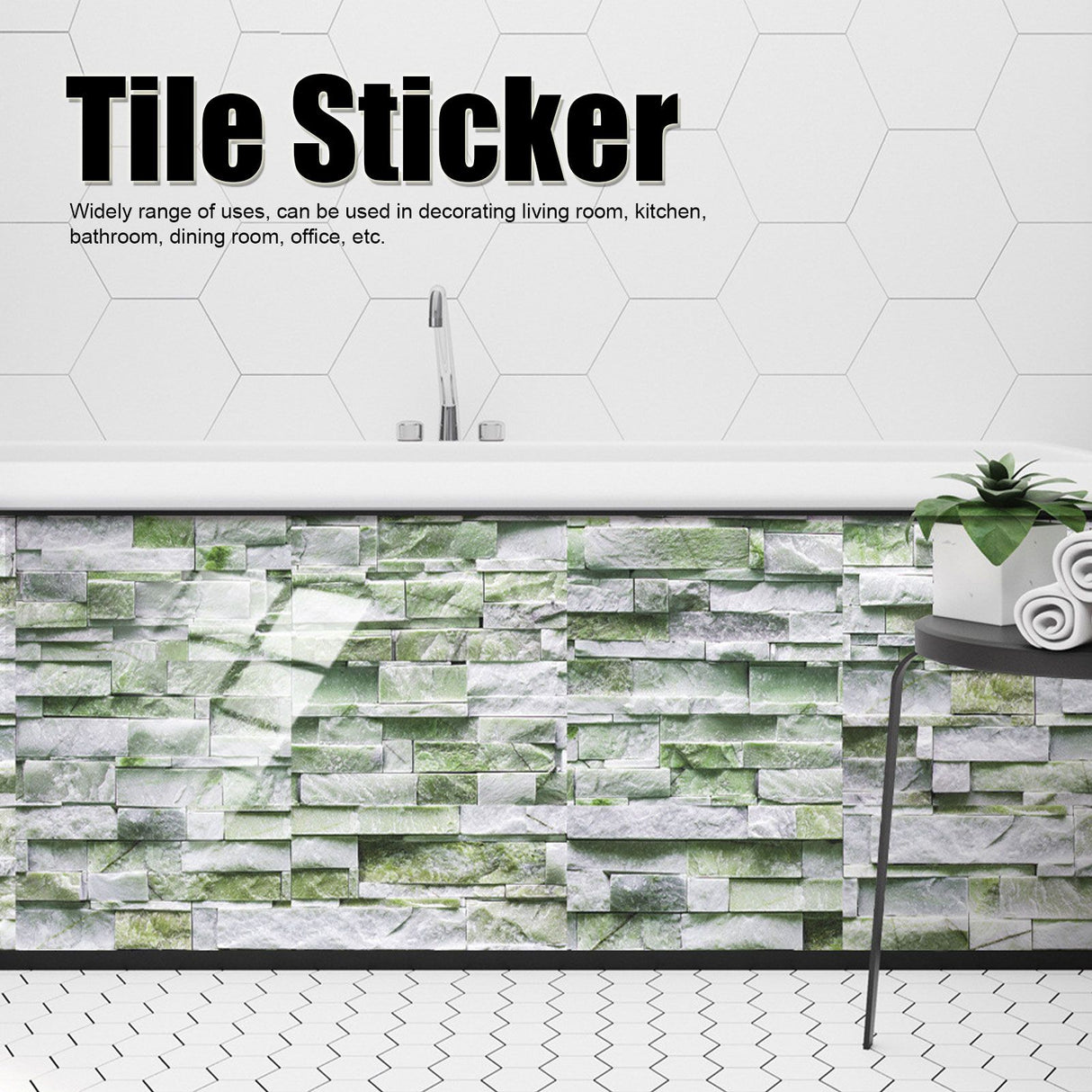 12Pcs PVC Tile Sticker Waterproof Self Adhesive Bathroom Kitchen Living Room Decor Floor Decal(KIT042 )