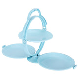 Fruit Tray Portable MultiLayer Folding Plate Modern Living Room Table Fruit Storage Basket(Blue ) - Low Angle