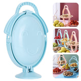 Fruit Tray Portable MultiLayer Folding Plate Modern Living Room Table Fruit Storage Basket(Blue )