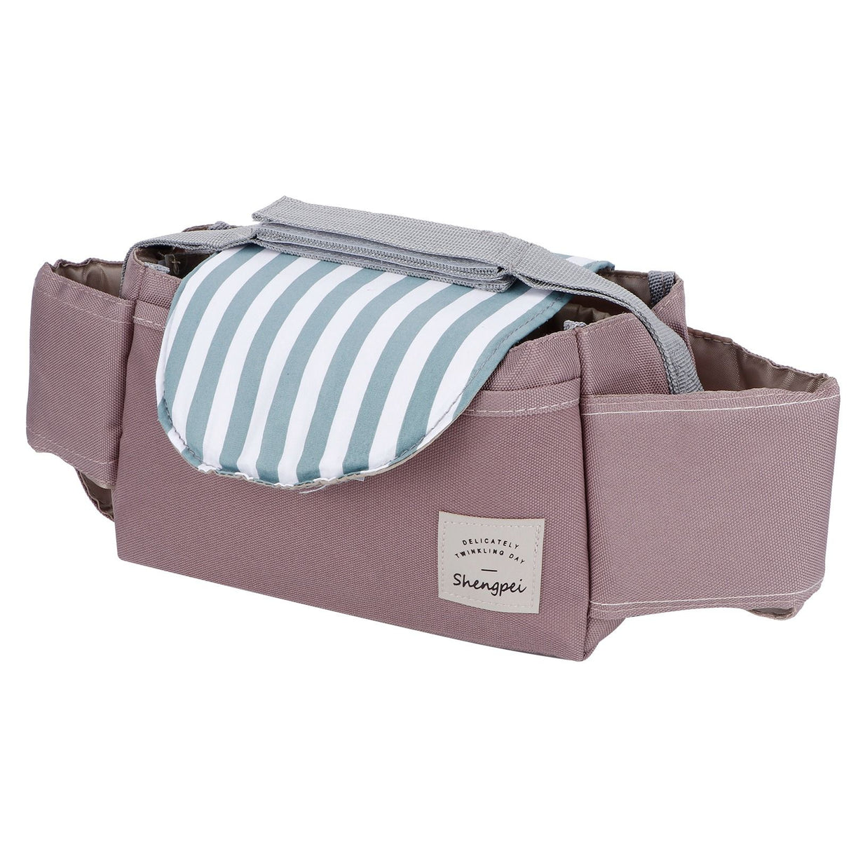 Baby Stroller Hanging Bag Organizer Universal Cup Holder Storage Bag Strollers AccessoryGreen Stripe