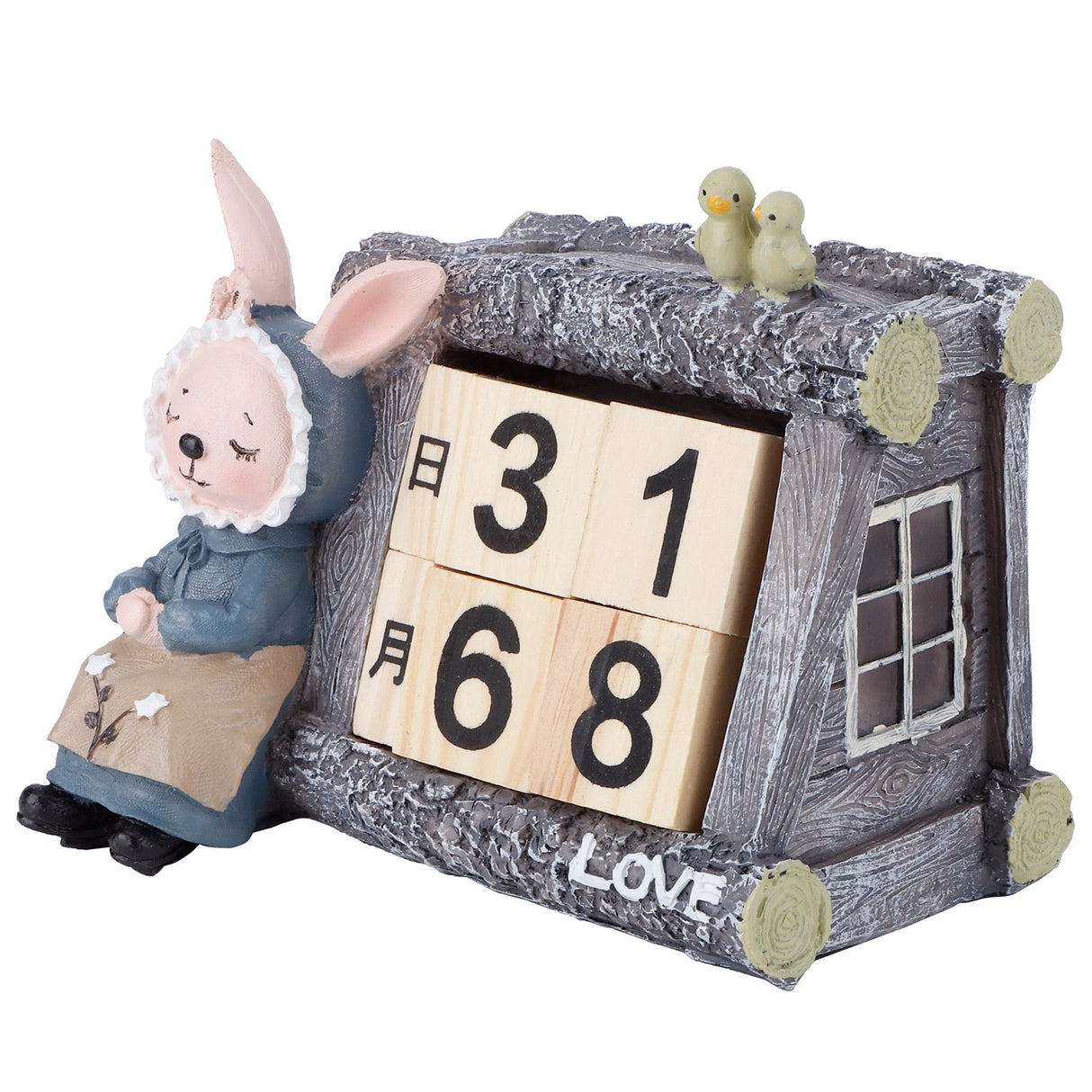 Cartoon Wood House Shaped Calendar Table Calendar for Living Room Crafts Decoration