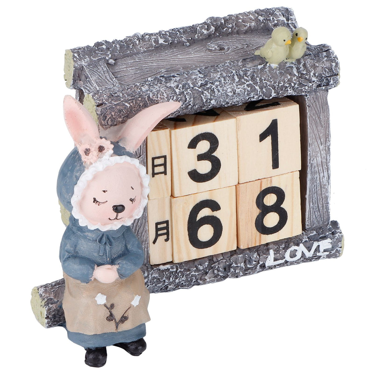Cartoon Wood House Shaped Calendar Table Calendar for Living Room Crafts Decoration