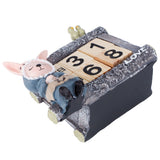 Cartoon Wood House Shaped Calendar Table Calendar for Living Room Crafts Decoration - 45-Degree Angle