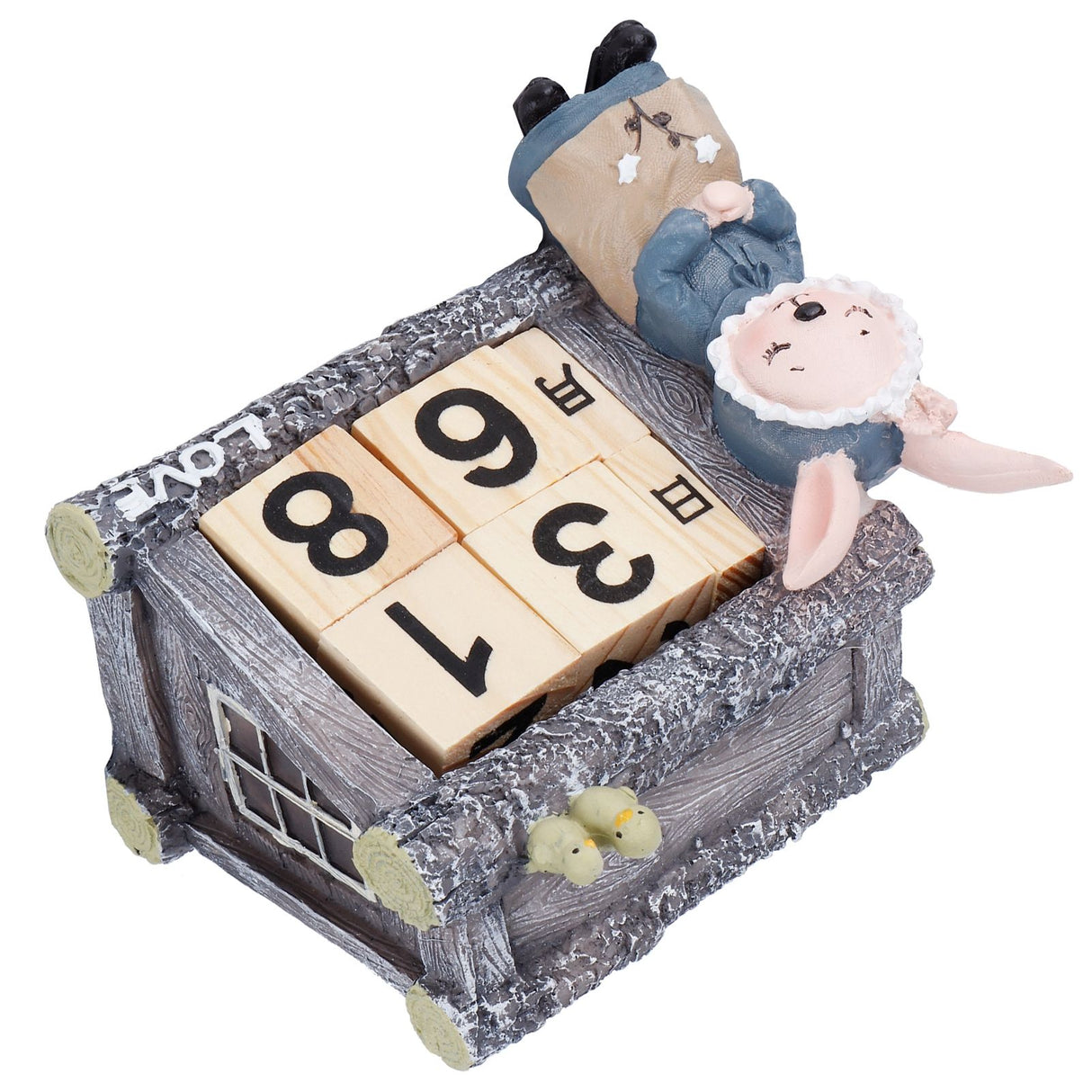 Cartoon Wood House Shaped Calendar Table Calendar for Living Room Crafts Decoration