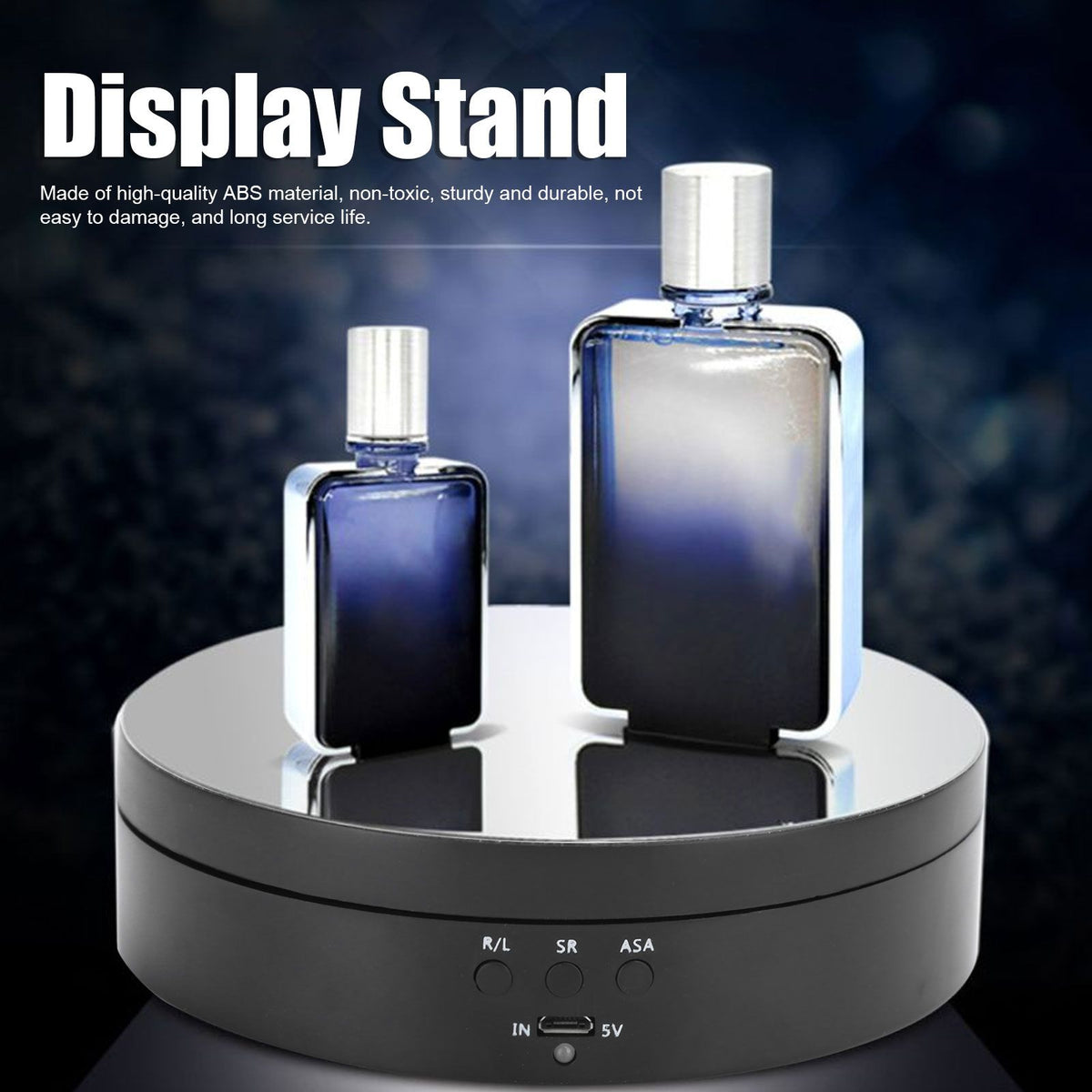 3 Speeds Electric Rotating Display Stand 360 Degree Turntable Jewelry Holder USB ChargingBlack