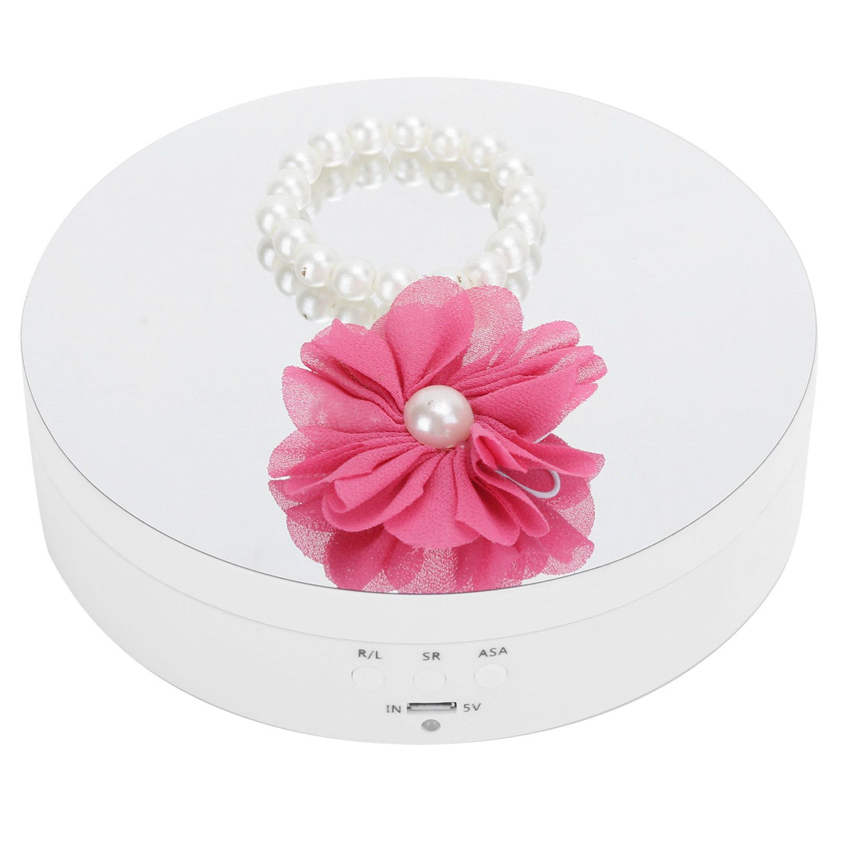 3 Speeds Electric Rotating Display Stand 360 Degree Turntable Jewelry Holder USB ChargingWhite