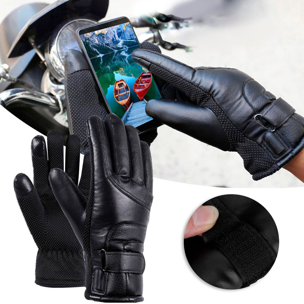 Winter Motorcycle Gloves Outdoor Electric Heating USB Powered Touch Screen Full Finger GlovesSwitch Version