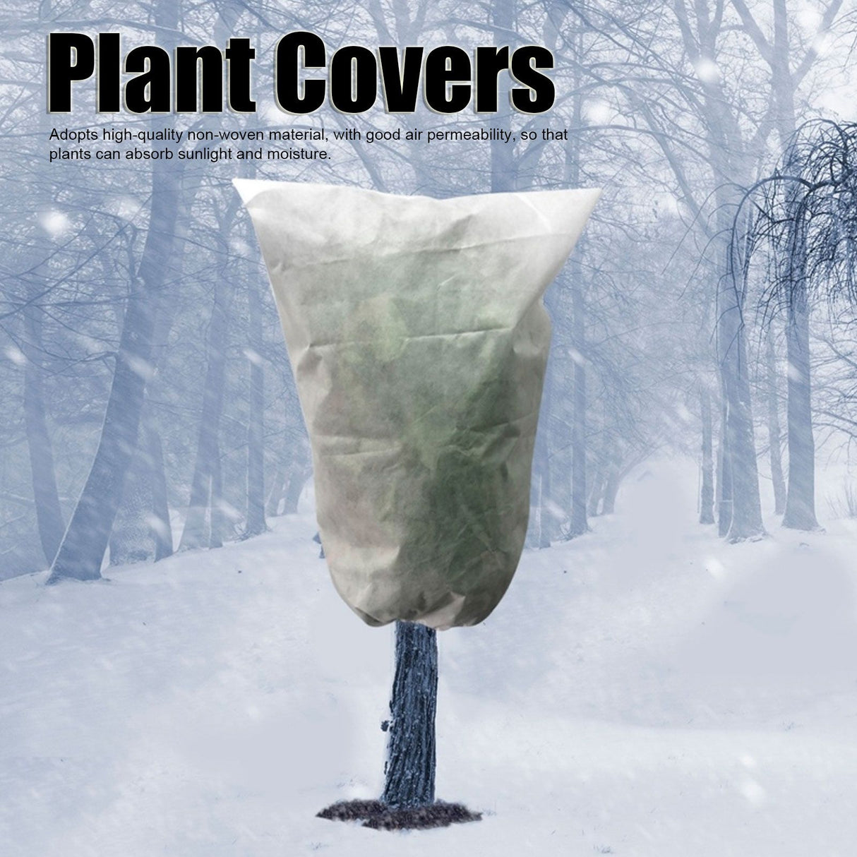 Plant Protection Drawstring Bag Outdoor Winter Reusable Anti Freeze Covers Protector(80x100cm )