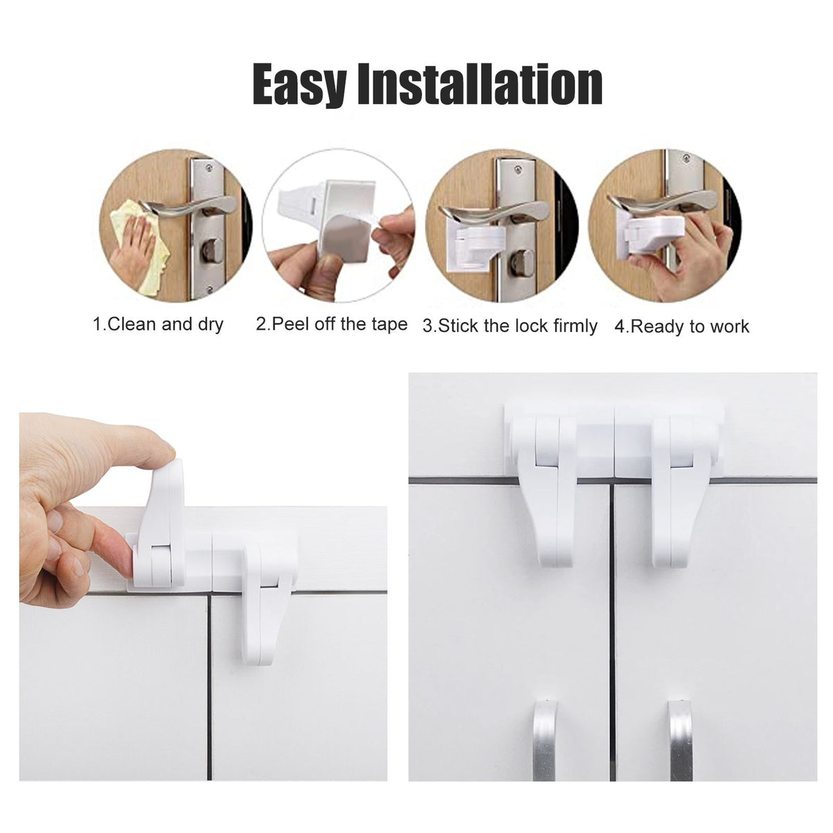4Pcs Door Handle Child Safety Lock Baby Protector for Cabinet Wardrobe Drawer Window