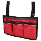 Multifunctional Wheelchair Side Hanging Bag Office Chair Storage Bag Armrest Pouch OrganizerWine Red - Rear View