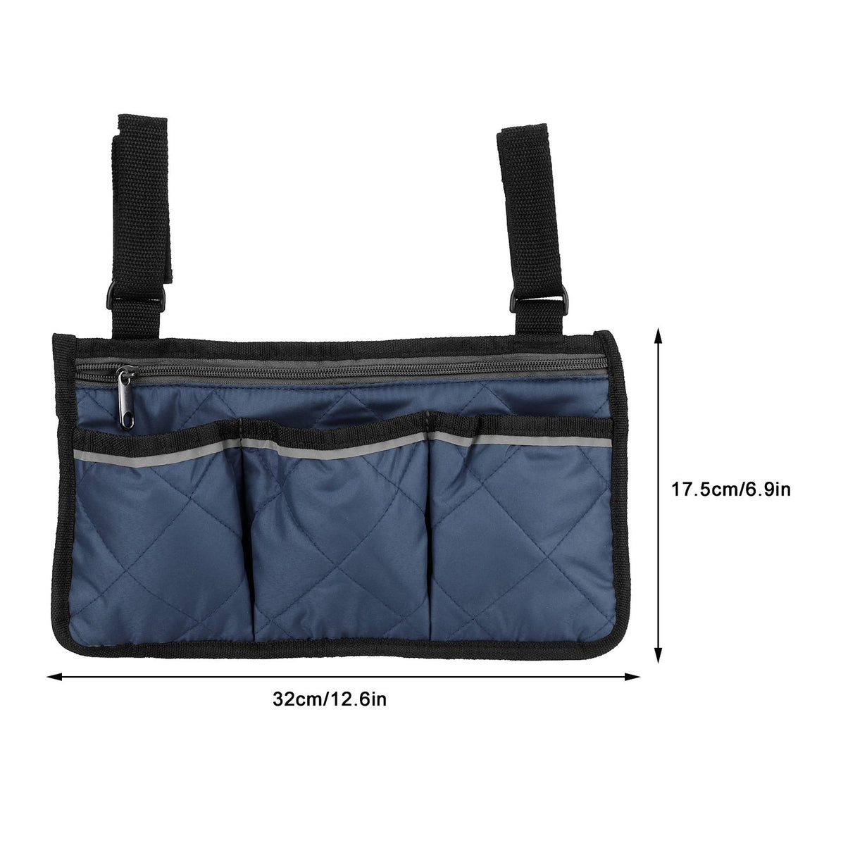 Multifunctional Wheelchair Side Hanging Bag Office Chair Storage Bag Armrest Pouch OrganizerNavy Blue