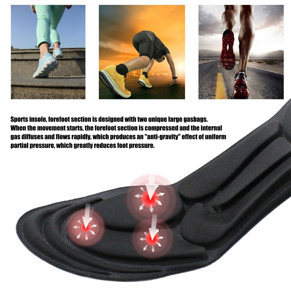 Arch Support Insoles Shoe Inserts Shock Absorption Buffer Deodorant Shoe Pad for Men and WomenS
