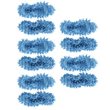 10Pcs Chenille Mop Slippers Multifunction Floor Cleaning Shoes Dust Cleaner AccessoryBlue - Top-Down View