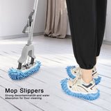 10Pcs Chenille Mop Slippers Multifunction Floor Cleaning Shoes Dust Cleaner AccessoryBlue