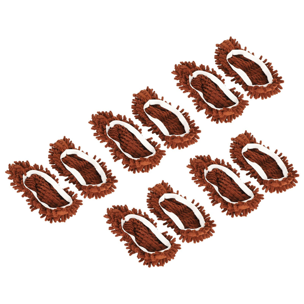 10Pcs Chenille Mop Slippers Multifunction Floor Cleaning Shoes Dust Cleaner AccessoryBrown