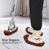 10Pcs Chenille Mop Slippers Multifunction Floor Cleaning Shoes Dust Cleaner AccessoryBrown