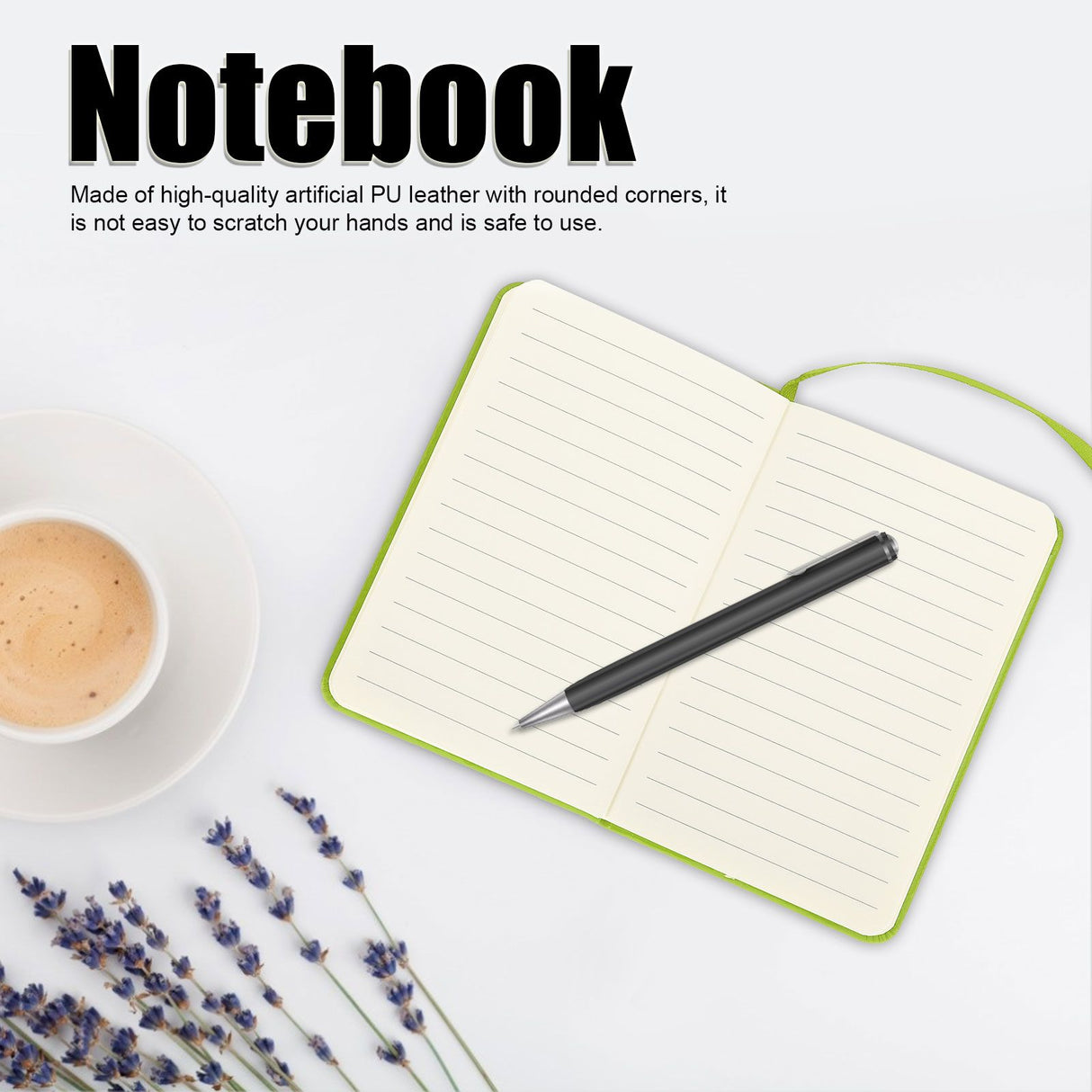 3Pcs PU A6 Business Notepad Hardcover Strap Notebook Diary Stationery Office School SuppliesGreen
