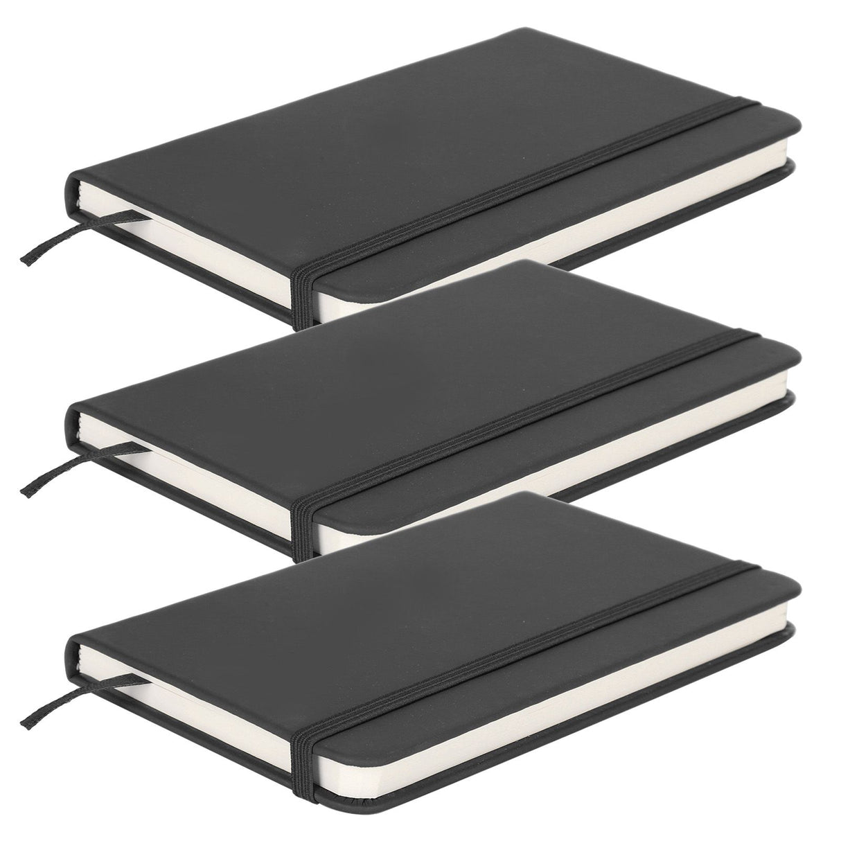 3Pcs PU A6 Business Notepad Hardcover Strap Notebook Diary Stationery Office School SuppliesBlack