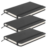 3Pcs PU A6 Business Notepad Hardcover Strap Notebook Diary Stationery Office School SuppliesBlack