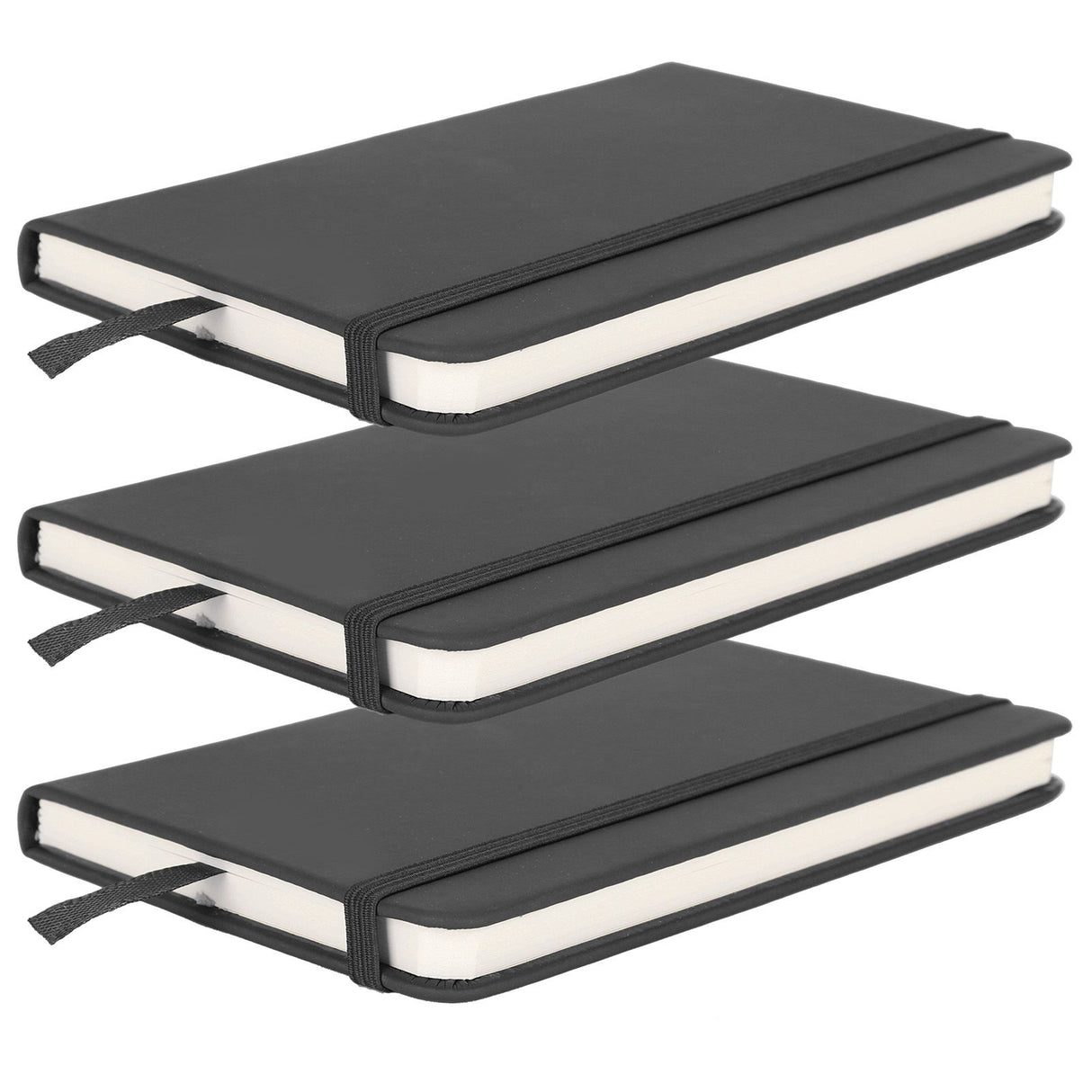 3Pcs PU A6 Business Notepad Hardcover Strap Notebook Diary Stationery Office School SuppliesBlack
