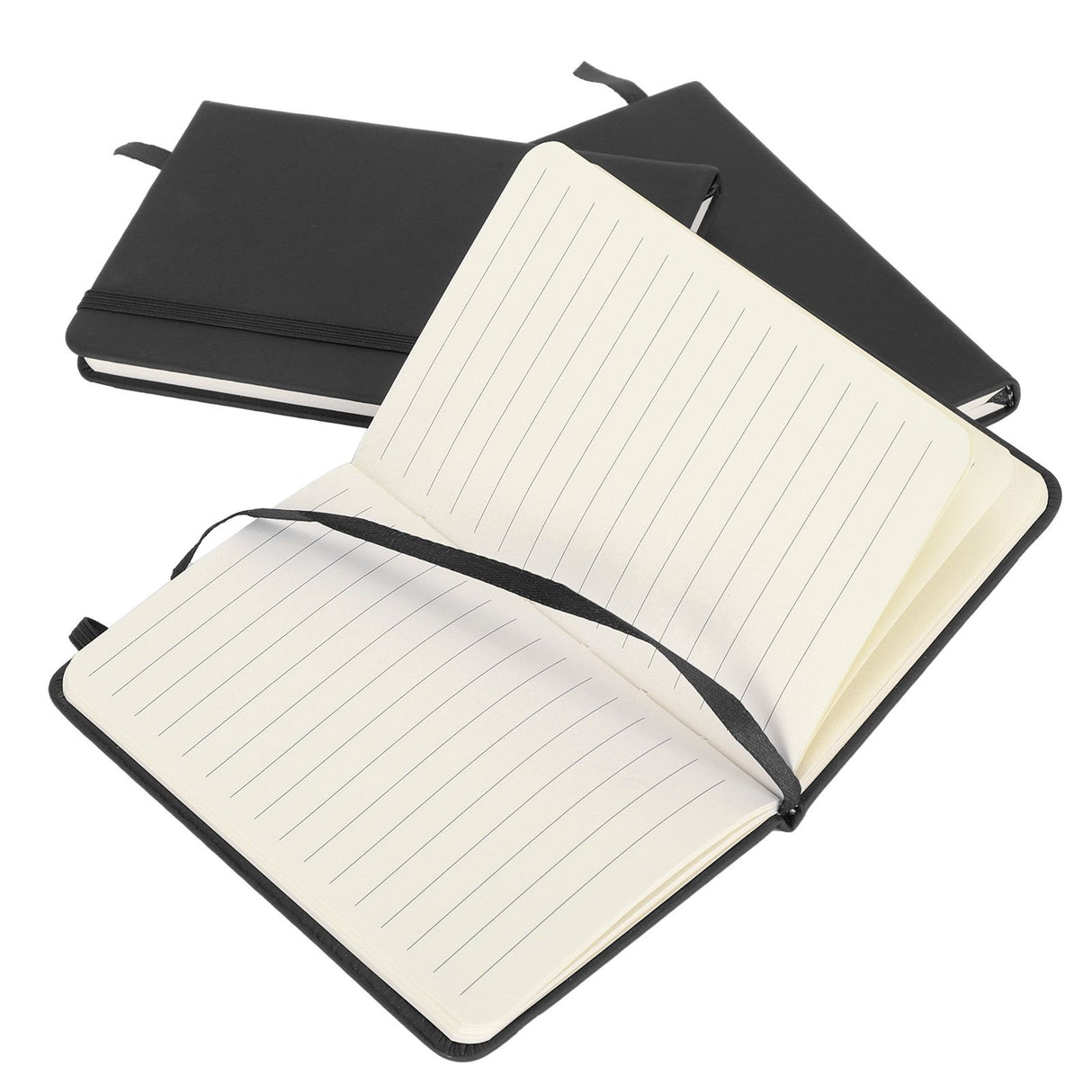 3Pcs PU A6 Business Notepad Hardcover Strap Notebook Diary Stationery Office School SuppliesBlack