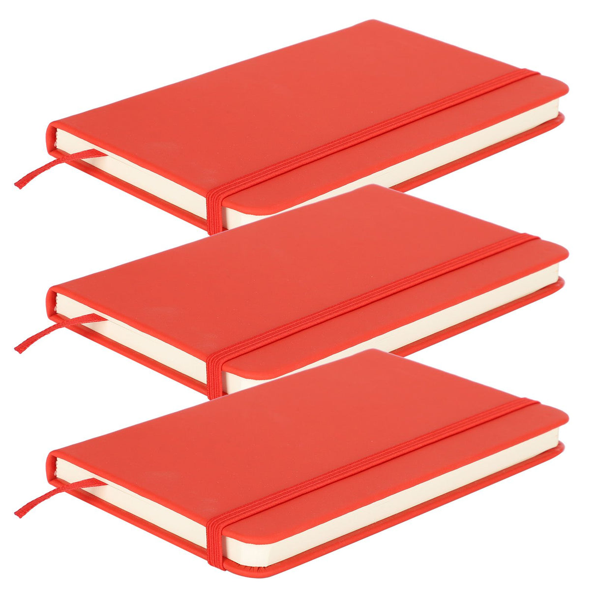 3Pcs PU A6 Business Notepad Hardcover Strap Notebook Diary Stationery Office School SuppliesRed