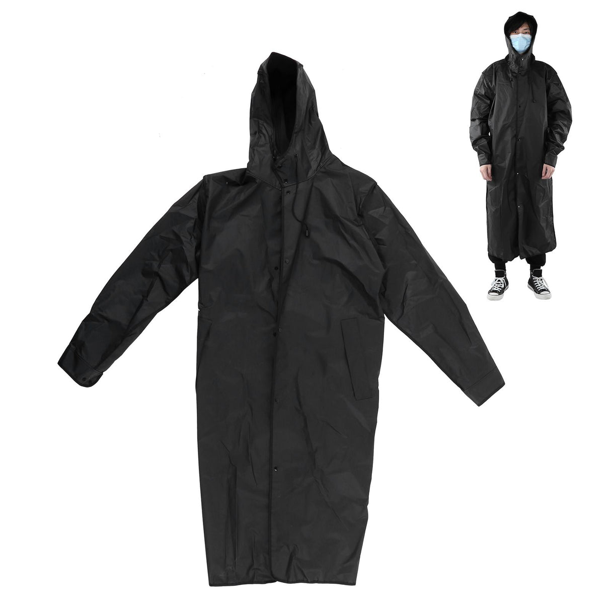 Hooded Raincoat Portable EVA Waterproof Outdoor Rainwear for Camping Hiking RidingXL